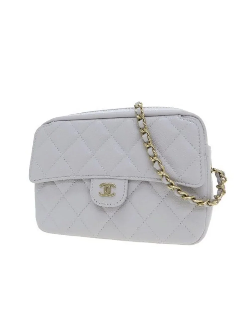 Chanel Quilted Chain Shoulder Bag Gray